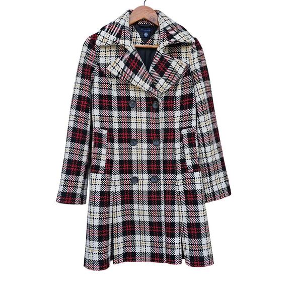 Tommy Hilfiger Wool Blend Peacoat Red Plaid Size 4 - Picture 1 of 4